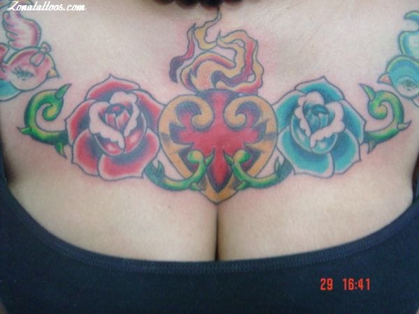 Tattoo photo Hearts, Flowers, Roses