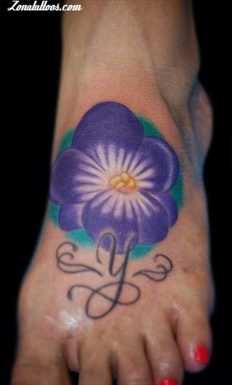 Foto de tatuaje Flores, Pie, Empeine