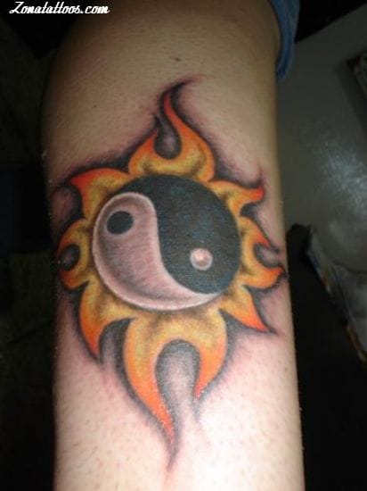 Tattoo photo Yin Yang, Llamas, Fires