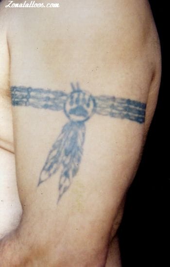 Tattoo of Indians, Feathers, Bracelets