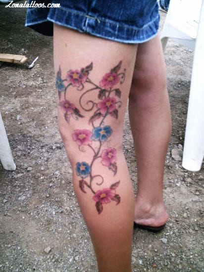 Tattoo photo Leg, Flowers