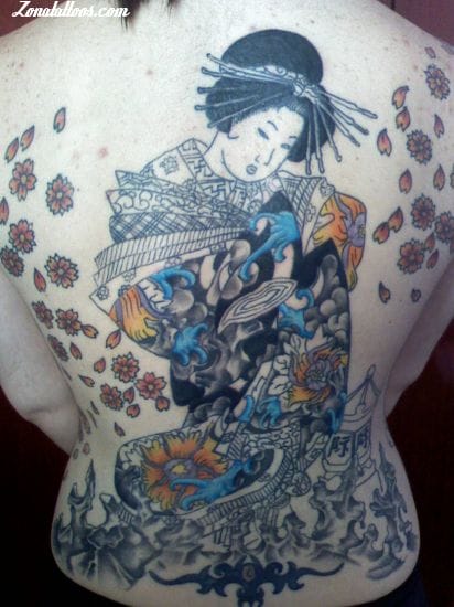 Foto de tatuaje Geishas, Espalda