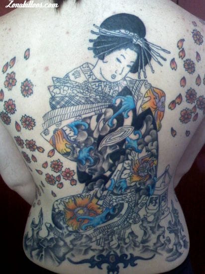 Tattoo photo Geisha, Back