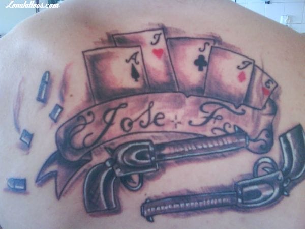 Foto de tatuaje Poker, Naipes, Armas