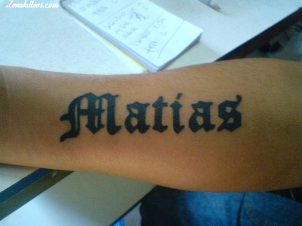 Foto de tatuaje Matías, Nombres, Letras