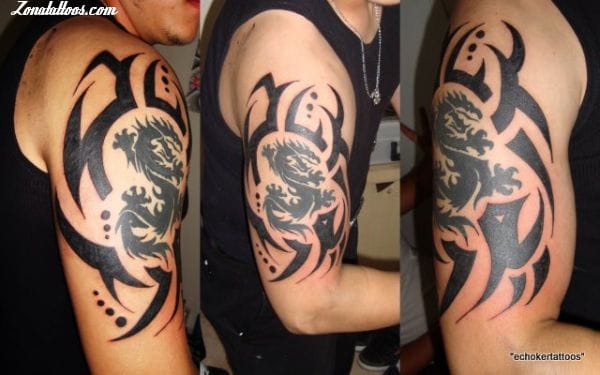 Tatuaje de Tribales, Brazo, Dragones