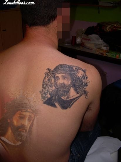 Tattoo photo Christ, Religious, Shoulder blade