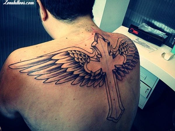 Tattoo photo Wings, Crosses, Back