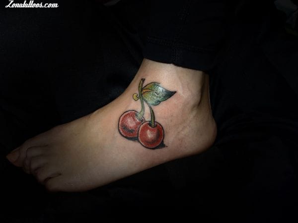 Tattoo photo Cherries, Foot