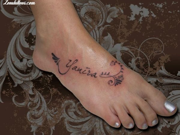 Tattoo photo Names, Yanira, Instep