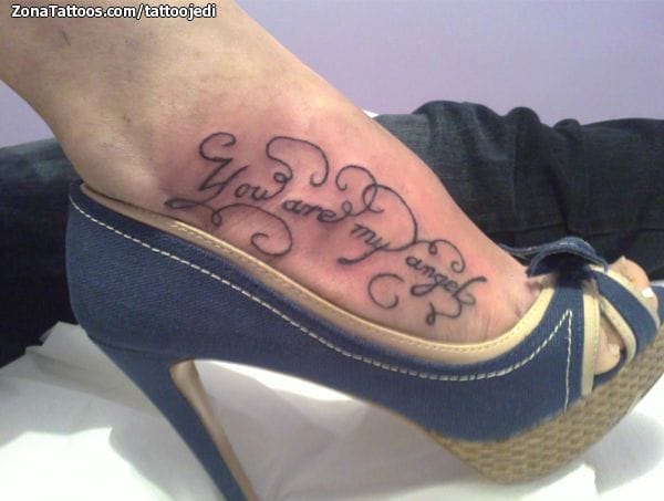 Tattoo photo Letters, Instep, Foot