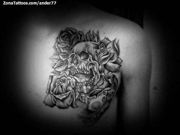 Foto de tatuaje Calaveras, Rosas