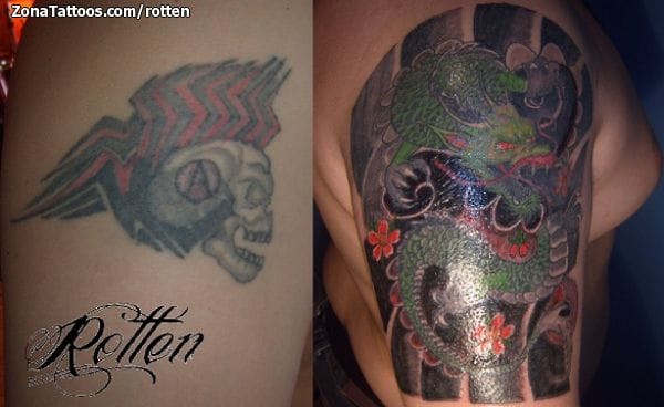 Foto de tatuaje Cover Up, Dragones