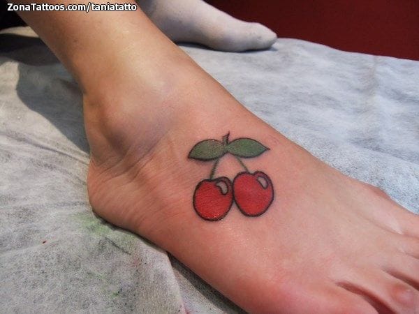 Tattoo photo Cherries, Foot, Instep