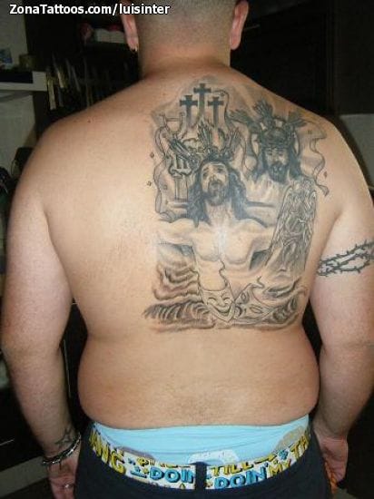 Tattoo photo Back, Christ, Religious