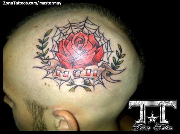 Foto de tatuaje Cabeza, Rosas, Flores