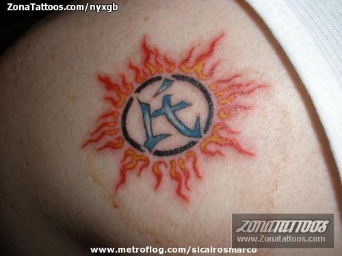 Tattoo photo Suns, Chinese, Shoulder