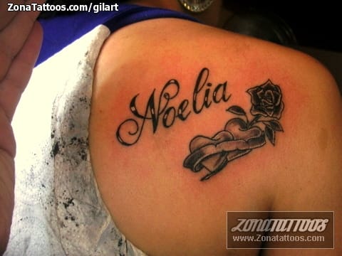 Foto de tatuaje Nombres, Noelia, Rosas