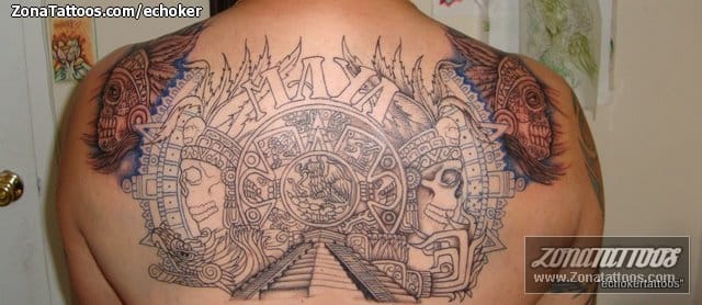 Foto de tatuaje Mayas, Espalda, Indios