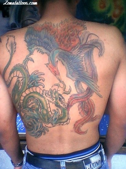 Tattoo photo Back, Asian, Dragons