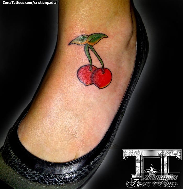 Tattoo photo Cherries, Instep, Foot