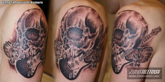 Tattoo photo Skulls, Music, Guitars