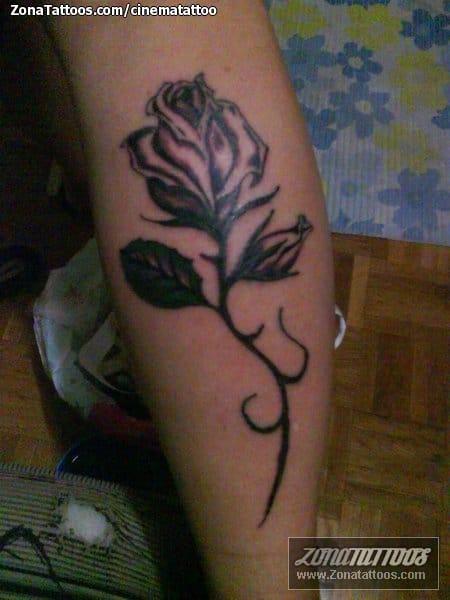 Tattoo photo Roses, Flowers, Calf