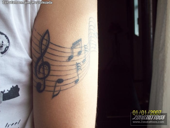Tattoo of Music, Musical notes, Arm