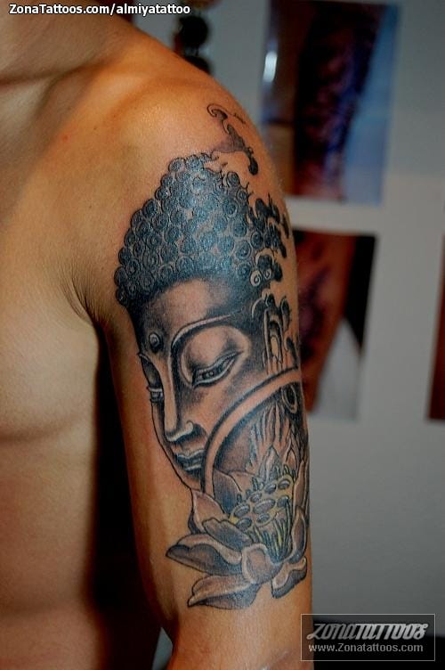 Tattoo photo Buddha, Lotus