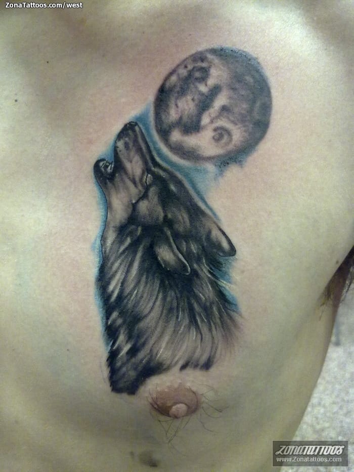 Foto de tatuaje Lobos, Pecho, Animales