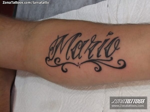 Tattoo photo Mario, Names, Letters