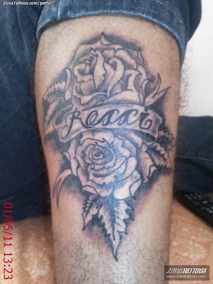 Tattoo of Roses, Flowers, Names