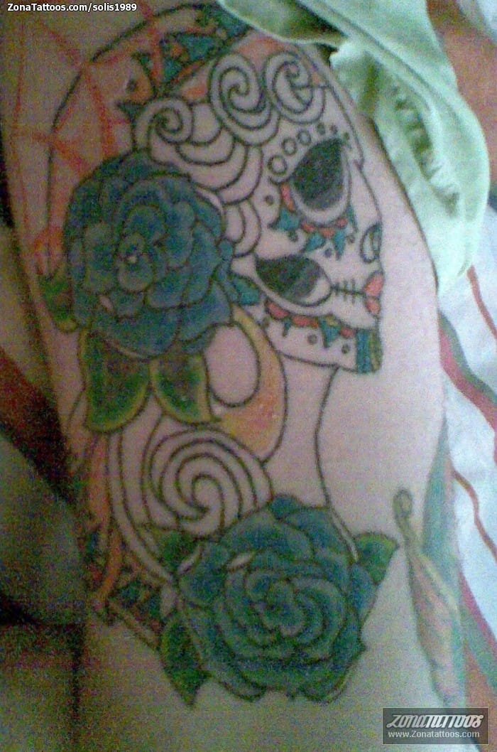 Tattoo photo Sugar Skull, Skulls, Flowers