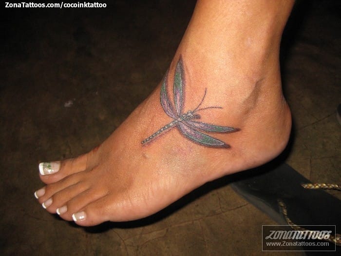 Tattoo photo Dragonflies, Instep, Insects