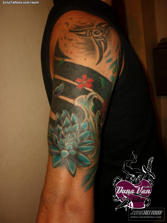 Tattoo photo Asian, Flowers, Lotus