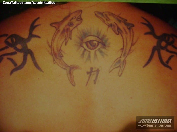 Tattoo photo Eyes, Sharks, Dolphins