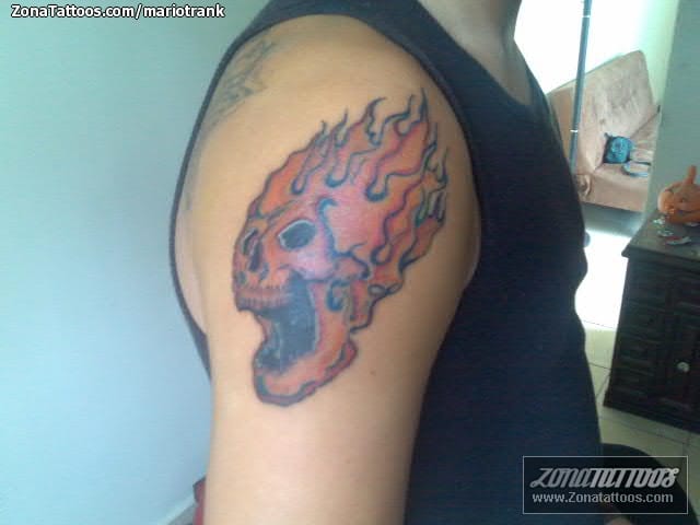 Tattoo photo Skulls, Llamas, Fires