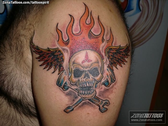 Tattoo photo Skulls, Fires, Llamas