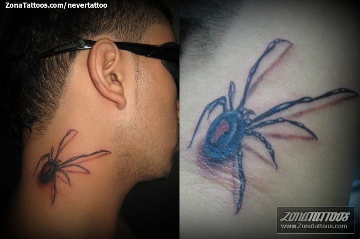 Tattoo of Spiders, Insects, Neck