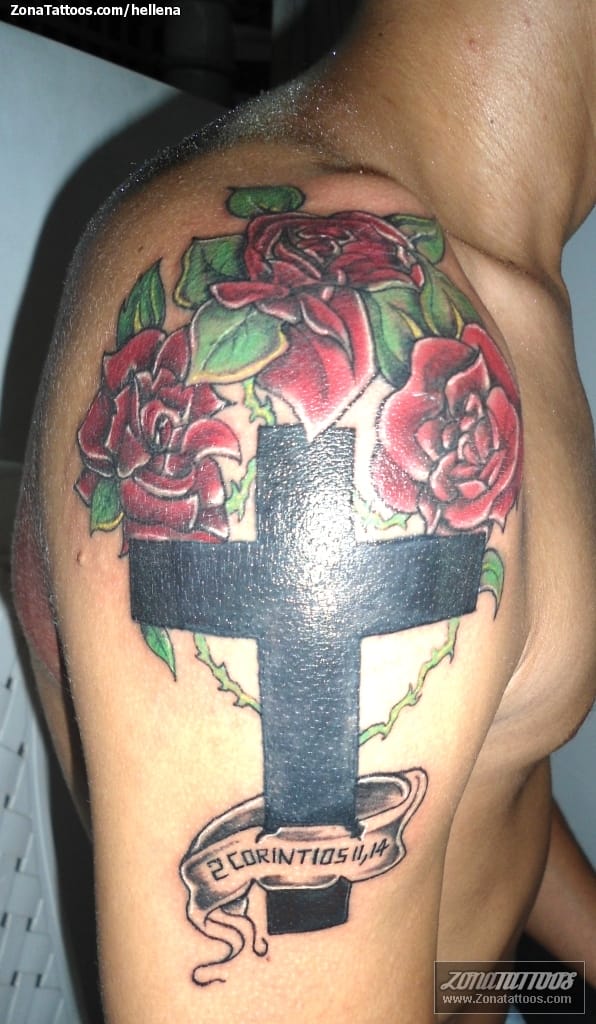 Tattoo photo Flowers, Crosses, Religious