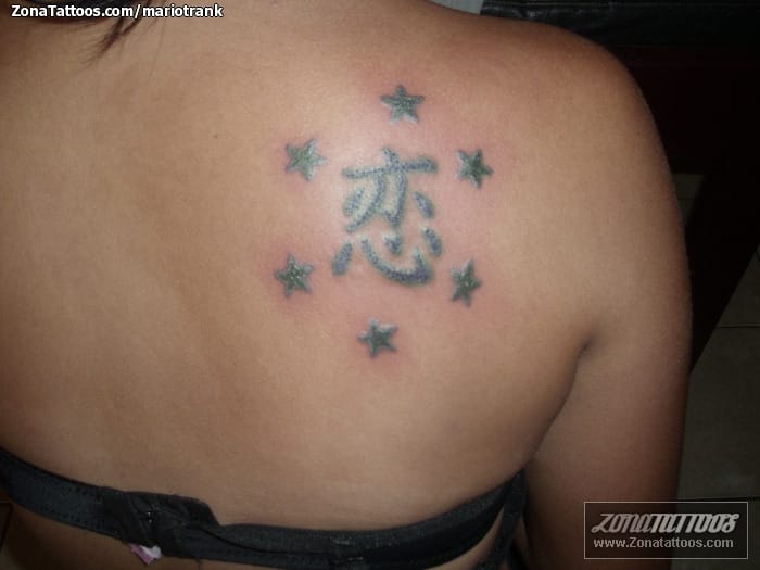 Foto de tatuaje Omóplato, Kanjis, Letras Chinas