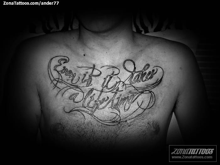 Tattoo photo Letters, Chest, Messages