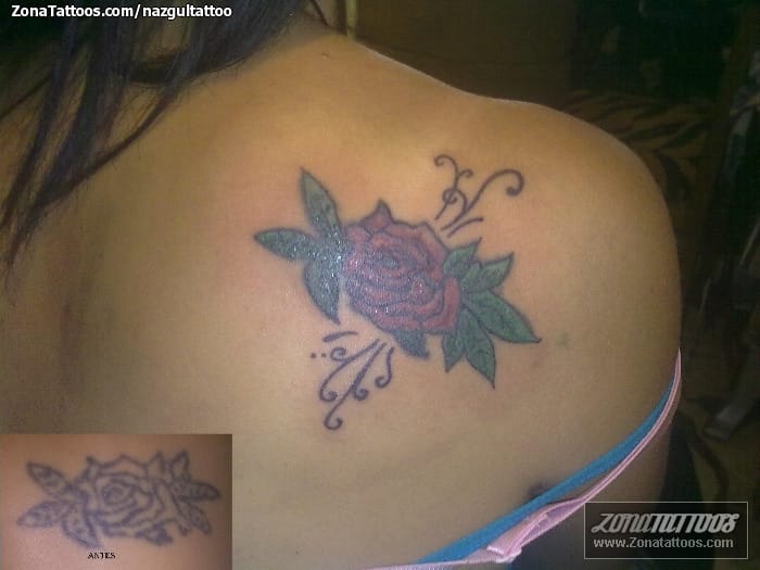 Tattoo photo Flowers, Roses, Cover Up