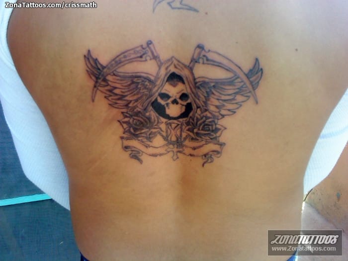 Tattoo photo Back, Grim Reapers, Wings