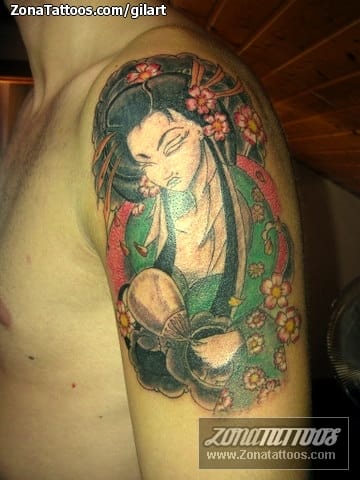 Tattoo photo Geisha, Shoulder, Asian