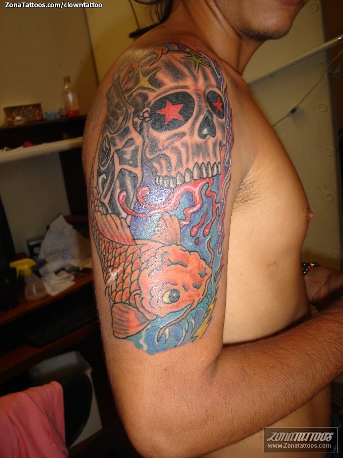Foto de tatuaje Calaveras, Koi, Peces