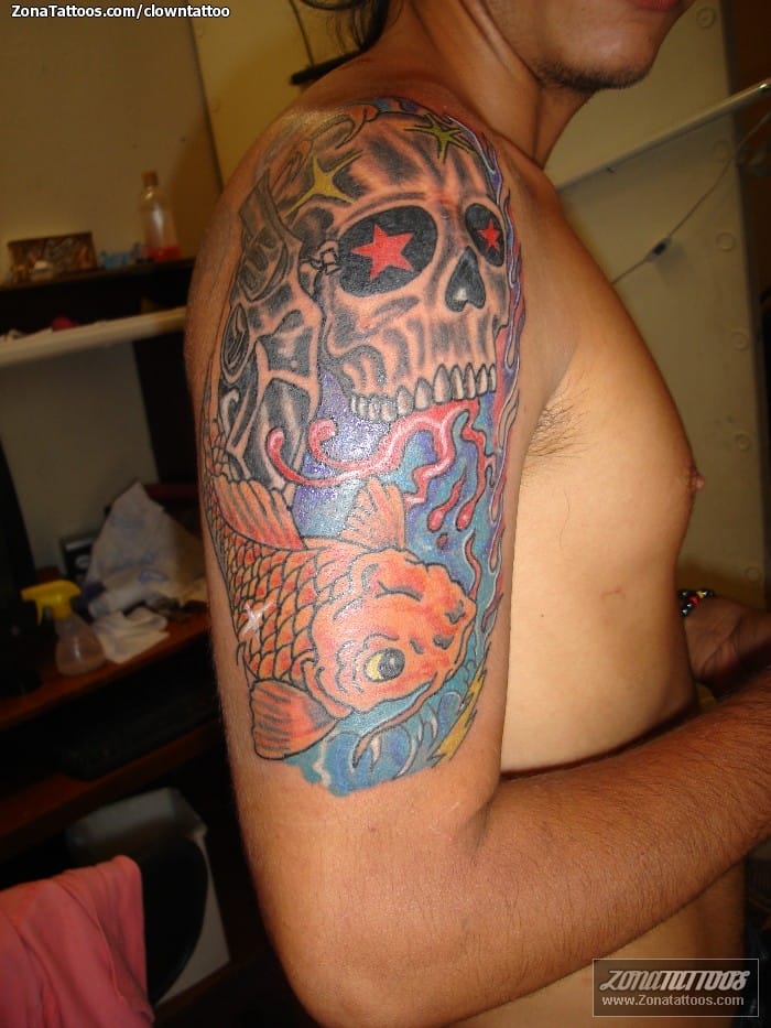 Tattoo photo Skulls, Koi, Fish