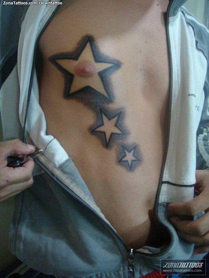 Foto de tatuaje Estrellas, Pecho, Pezones