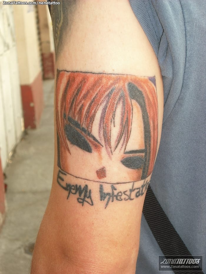 Foto de tatuaje Manga, Letras, Rostros