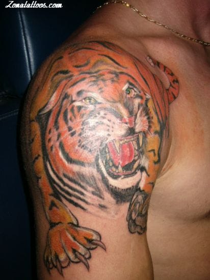 Tattoo of Shoulder, Animals, Tigers